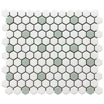 White Hex with Mint Dot