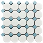 White Octagon with Aqua Dot