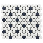 White Hex with Dark Blue Dot