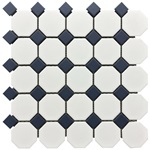 White Octagon with Dark Blue Dot