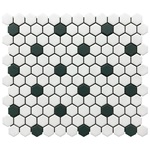 White Hex with Green Dot