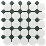 White Octagon with Green Dot