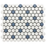 White Hex with Blue Dot